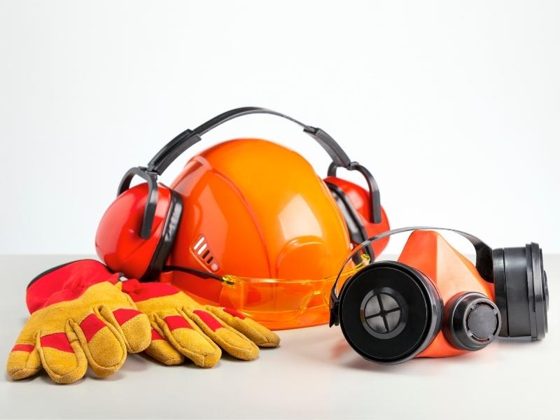 Protective hardhat gloves and mask